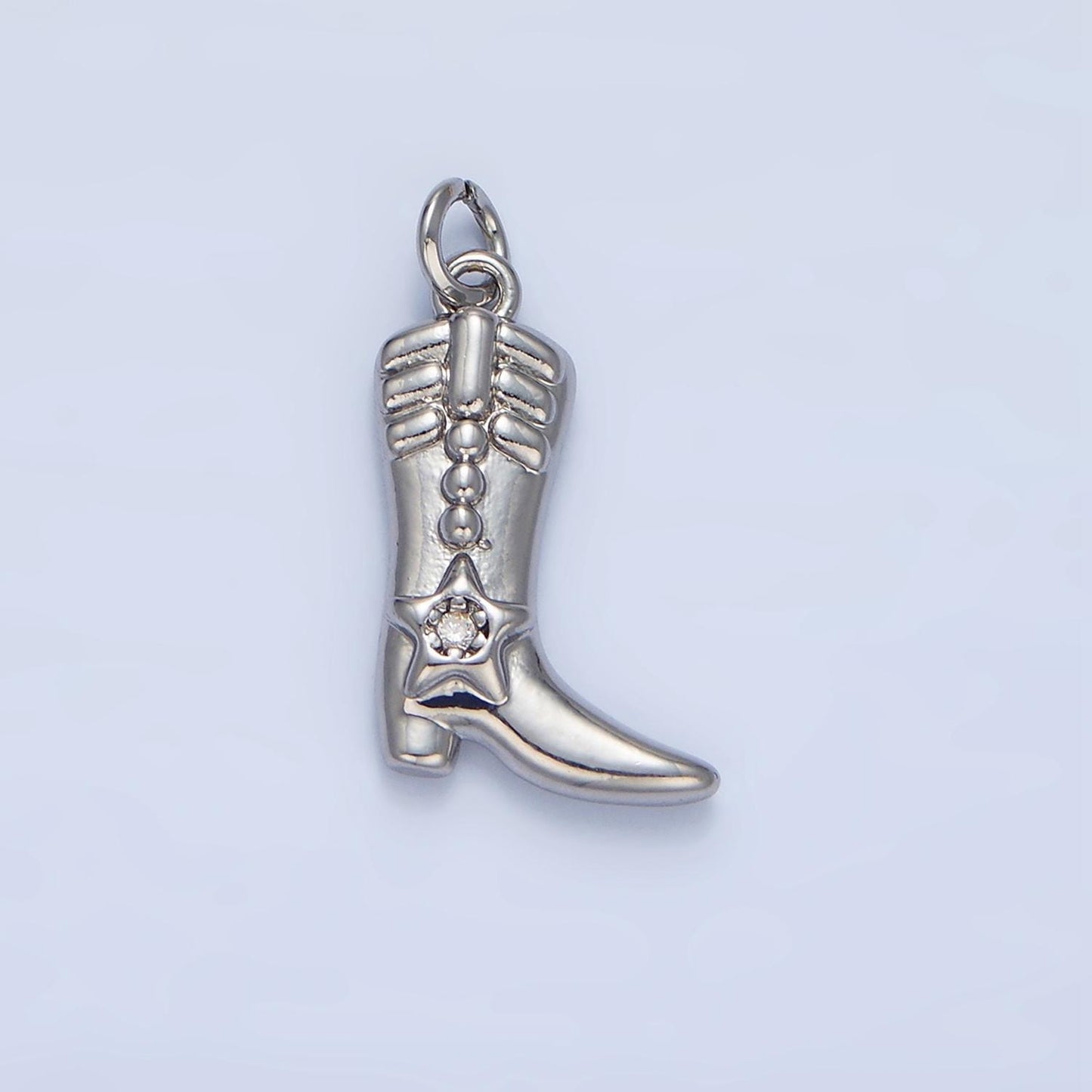 CZ High Heel Celestial Star Cowboy Boot 24K Gold Filled Shoe Charm in Gold & Silver | W-079