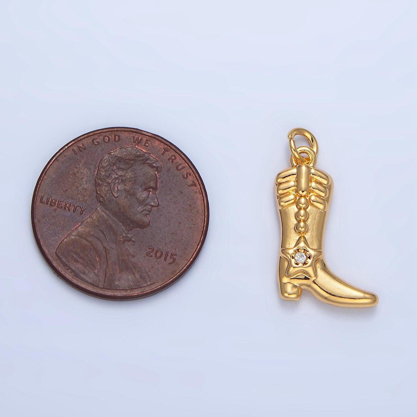 CZ High Heel Celestial Star Cowboy Boot 24K Gold Filled Shoe Charm in Gold & Silver | W-079