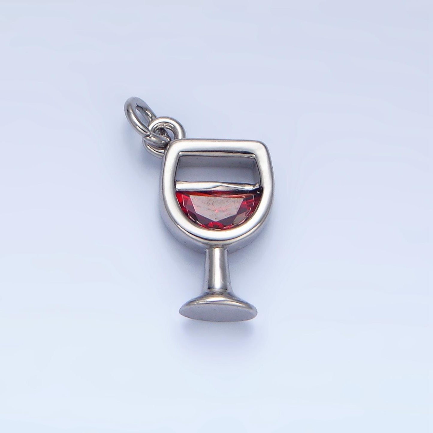 Mini CZ Red Wine Glass Charm Mini Glass 24k Gold Filled Charm | w080