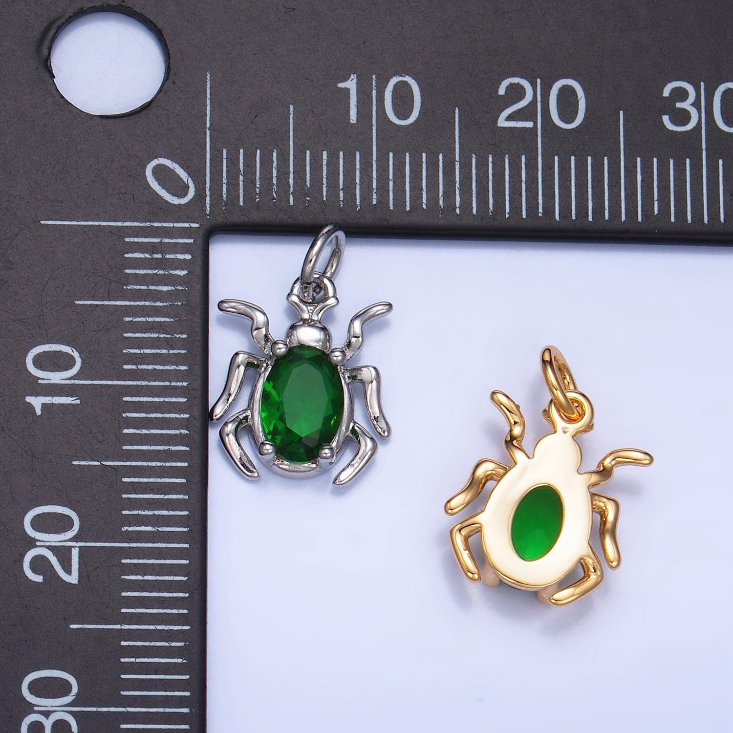 CZ Green, Black, Red 24k Gold Filled Spider Insect Animal Charm | X-902 - X-904