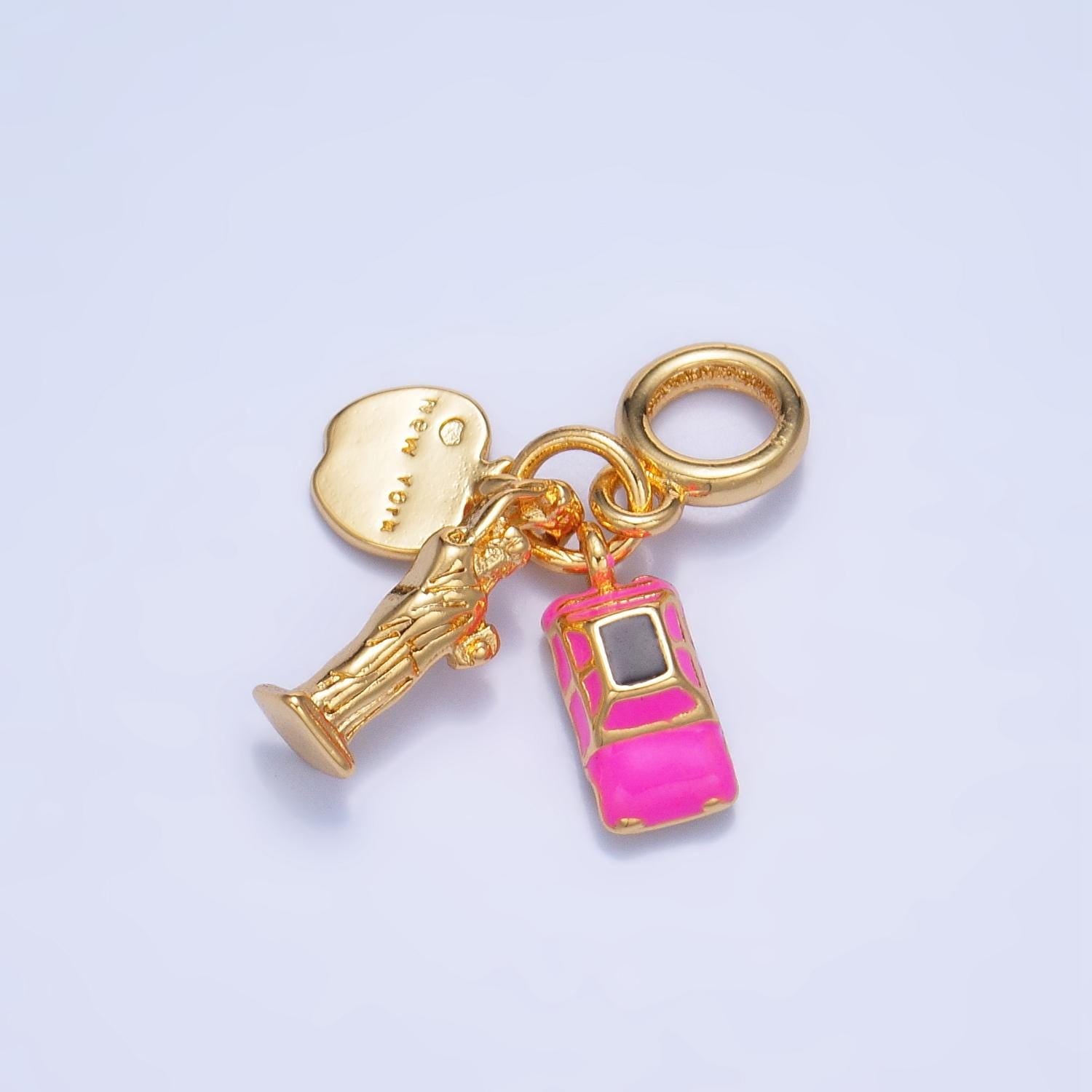 New York Travel Inspired 24k Gold Filled Rondelle Drop Charm for Bracelet Necklace Supply | M-336