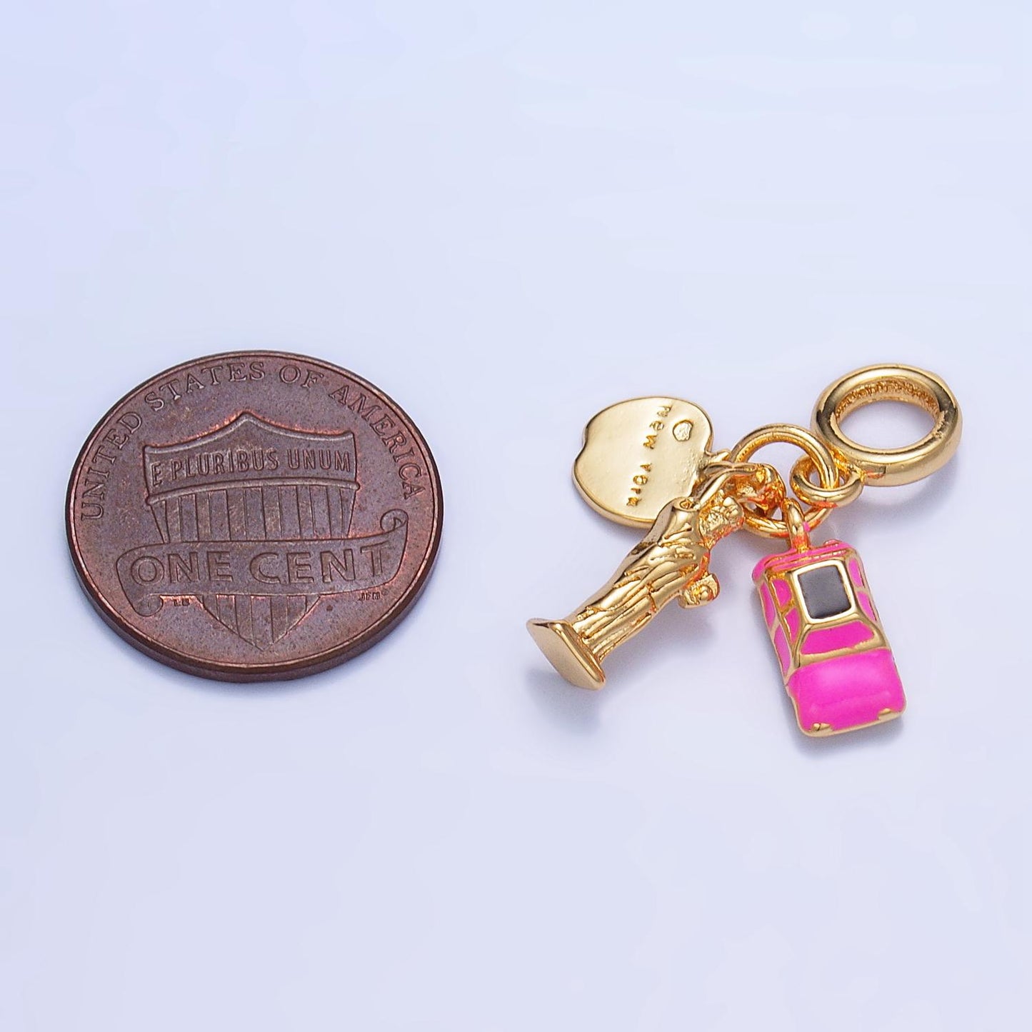 New York Travel Inspired 24k Gold Filled Rondelle Drop Charm for Bracelet Necklace Supply | M-336