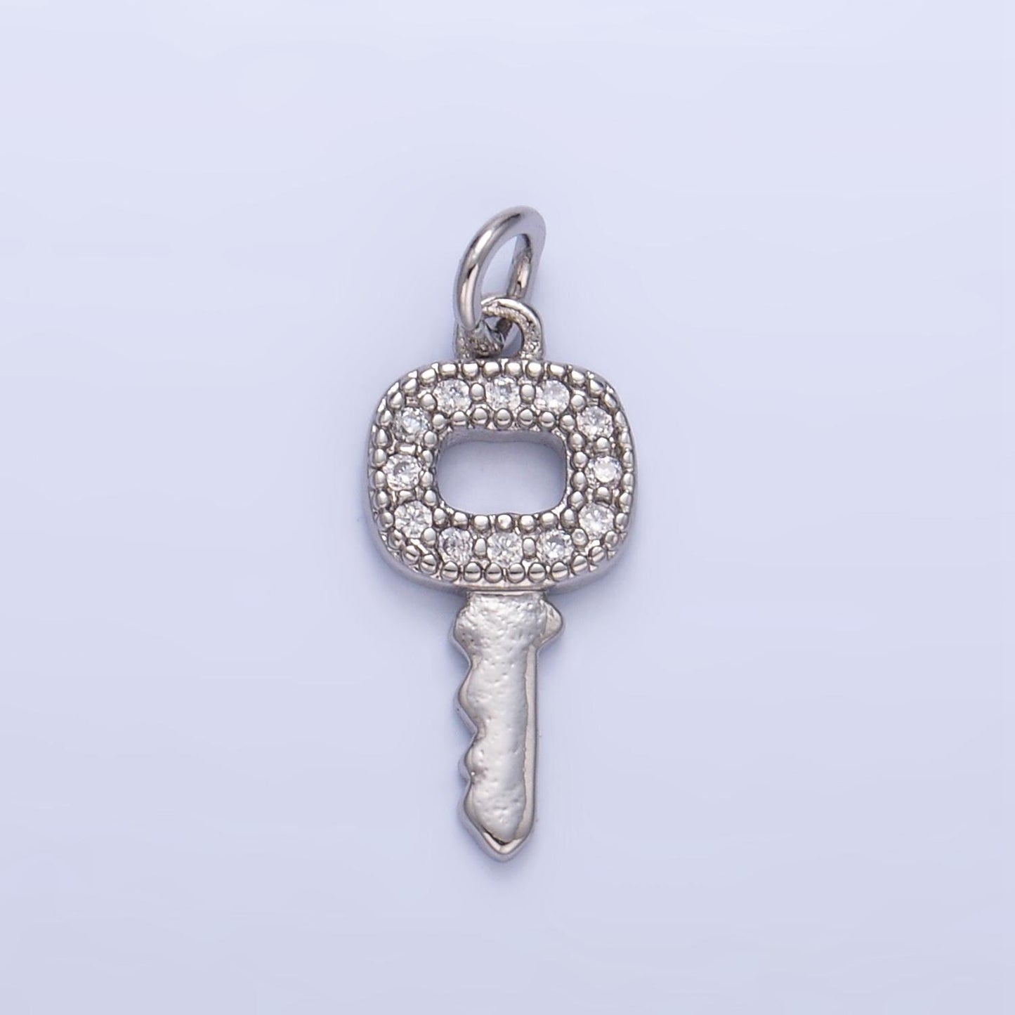 CZ Micro Paved Mini Square Shaped Key Lock 24K Gold Filled Charm in Gold & Silver | W-106