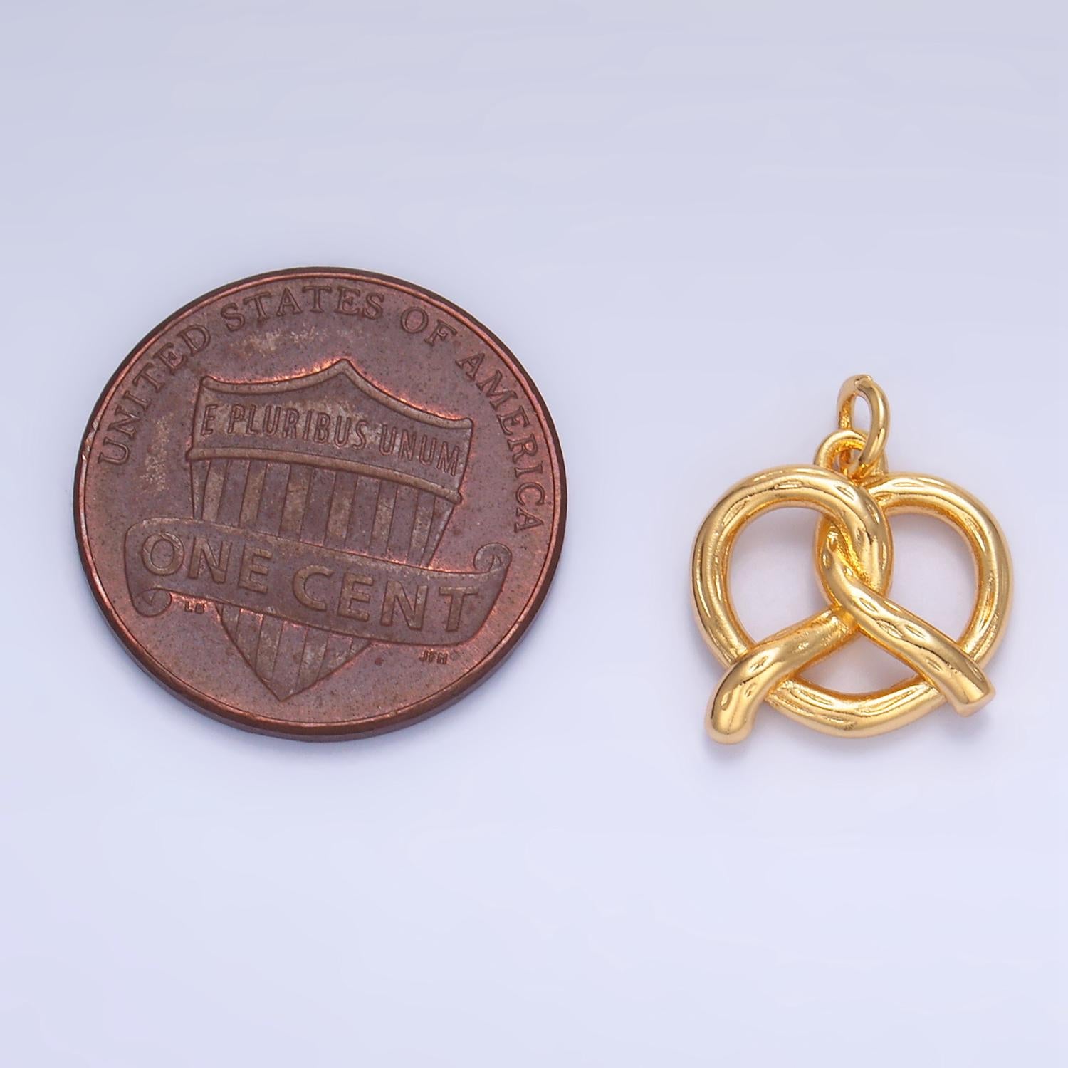 Minimalist Small 3D Pretzel Pastry 24K Gold Filled Food Charm in Gold & Silver | W-105