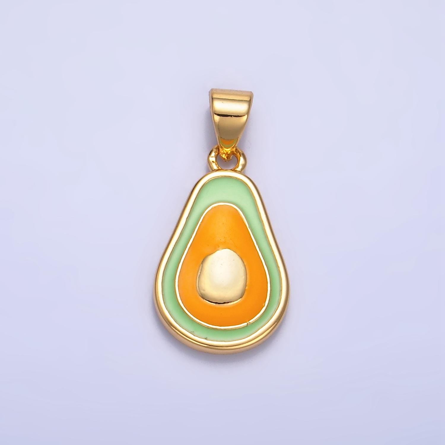 Dainty Gold Avocado Charm For Jewelry Making Small Fruit Enamel Charm For Jewelry Making Supply AA1036