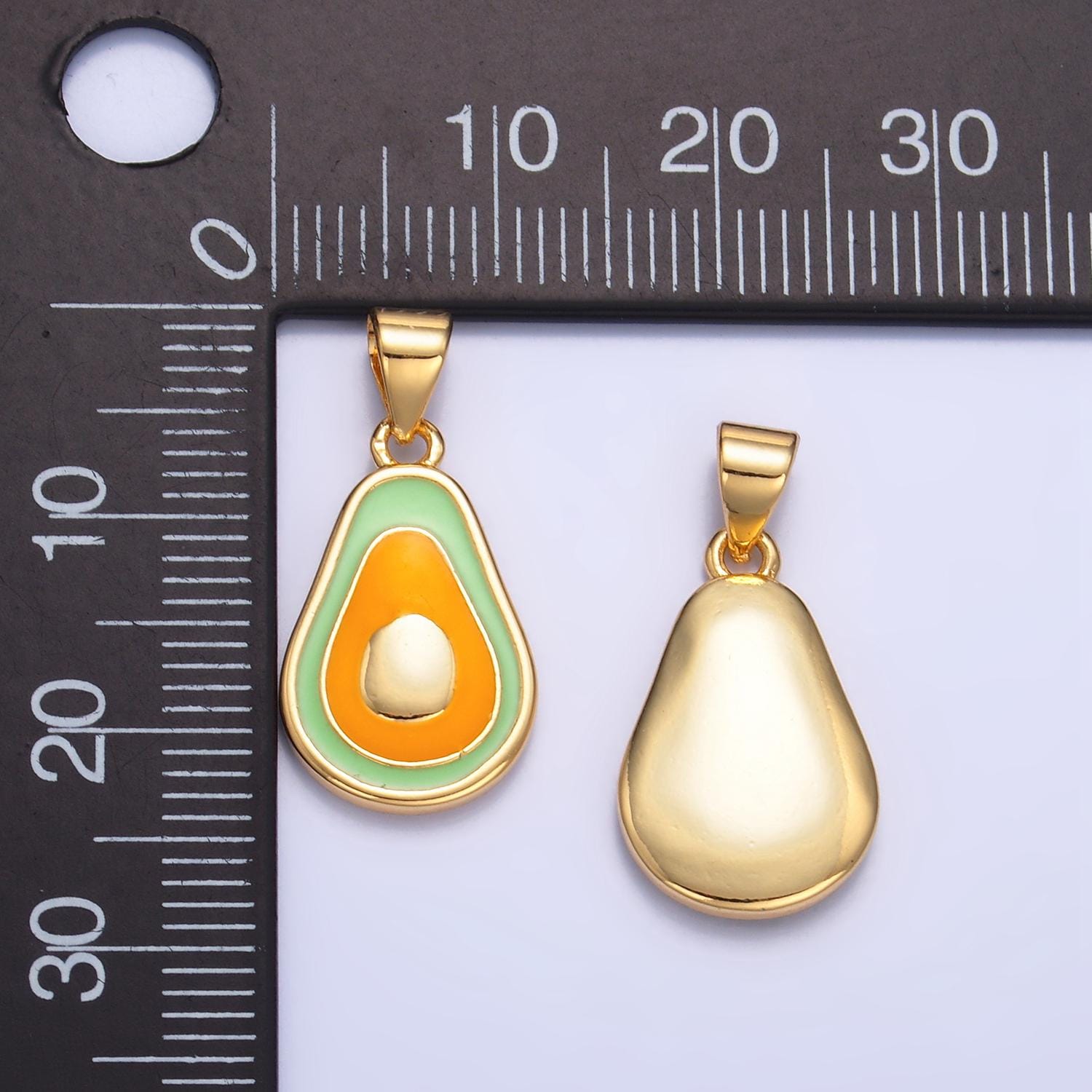 Dainty Gold Avocado Charm For Jewelry Making Small Fruit Enamel Charm For Jewelry Making Supply AA1036