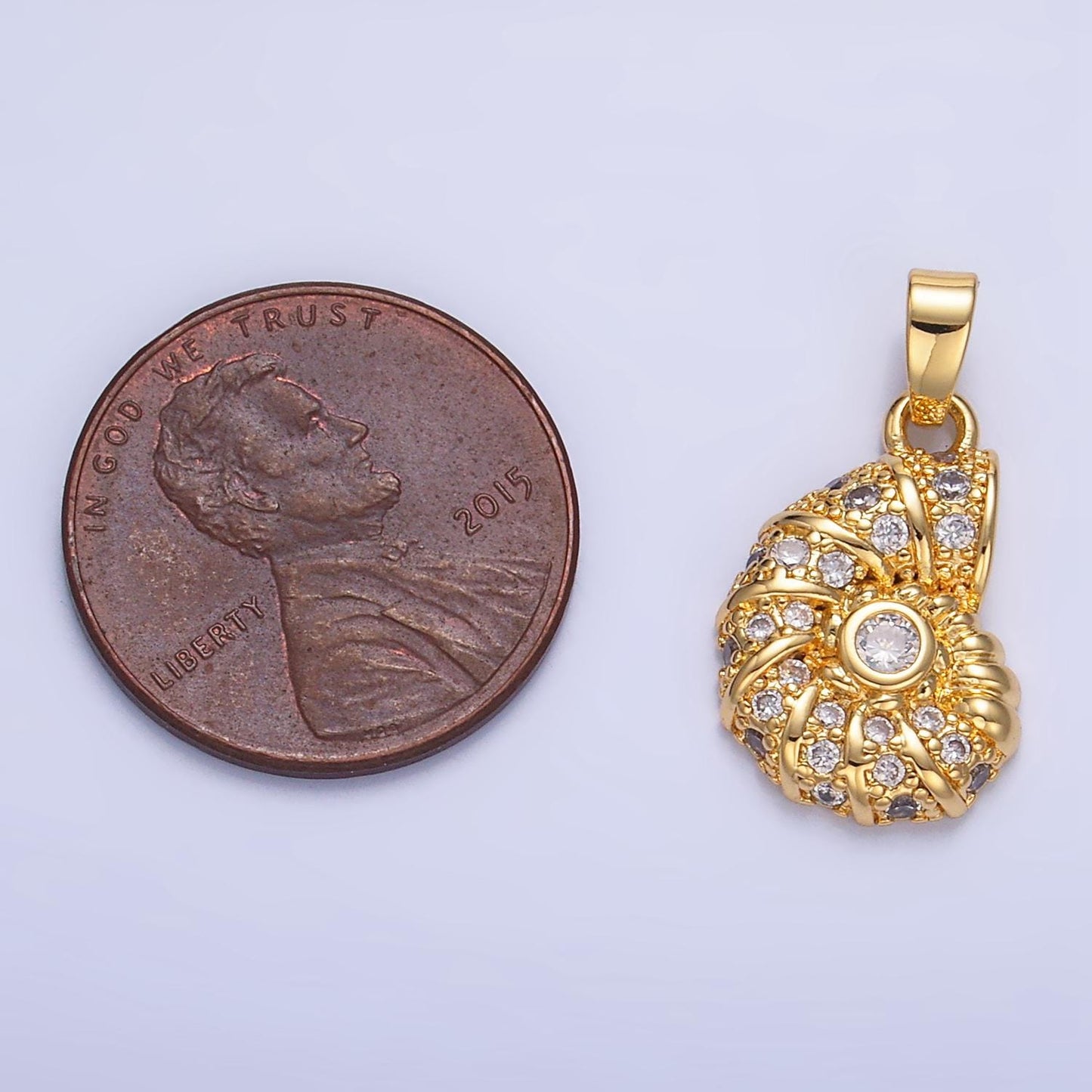 CZ Micro Paved Beach Sea Shell 24K Gold Filled Pendant | AA-1045