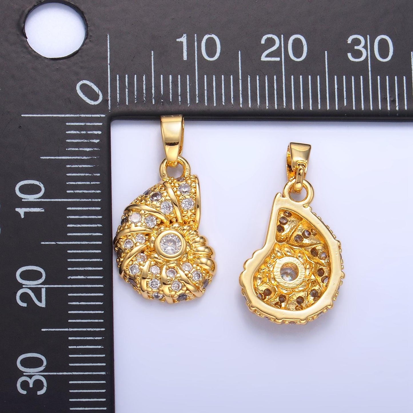 CZ Micro Paved Beach Sea Shell 24K Gold Filled Pendant | AA-1045