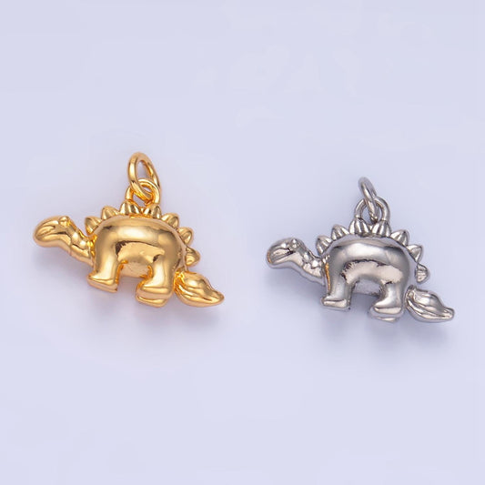 Mini Stegosaurus Charm Gold dinosaur pendant Jurassic animal extinct prehistoric charm. small jewelry. paleontologist W139