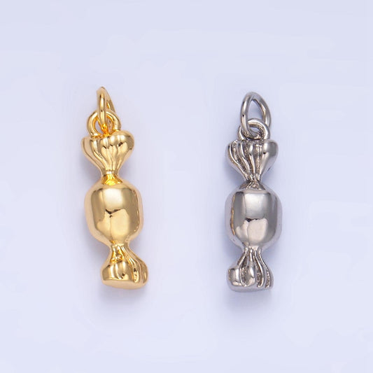 Mini Gold Candy Pendant 24K Gold Filled Candy Charm Silver Candy Wrapper DIY Bracelet Necklace Jewelry Making Findings Supply W138