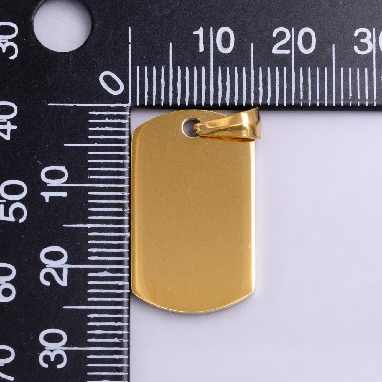 Gold Engraved Stainless Steel Military Style Dog Tag Pendant for Personalize Front, Back or Both Blank Tag Jewelry Making Supply 24.5x15mm