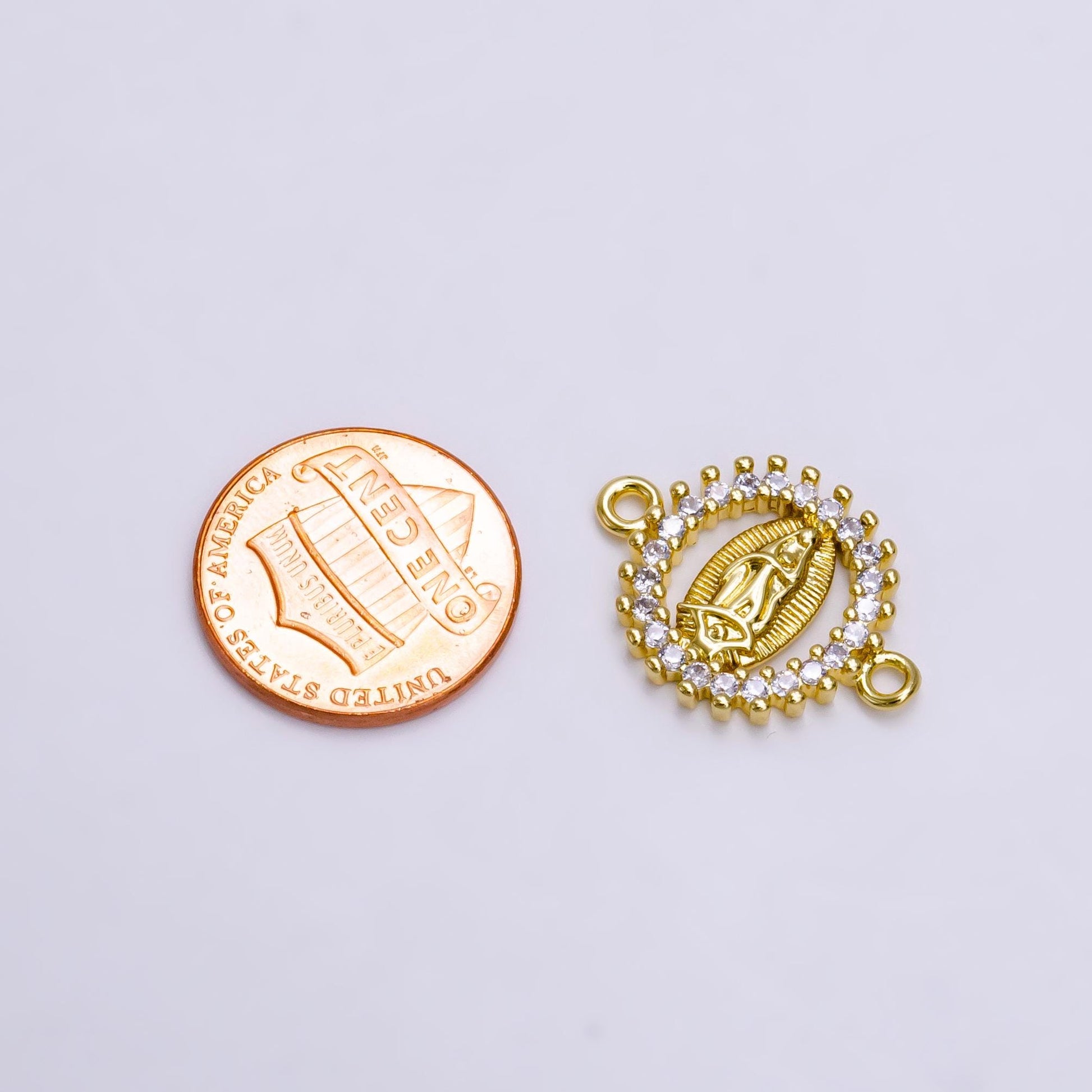 Dainty Round Virgin Mary Lady Guadalupe Charm Connector for Bracelet G156