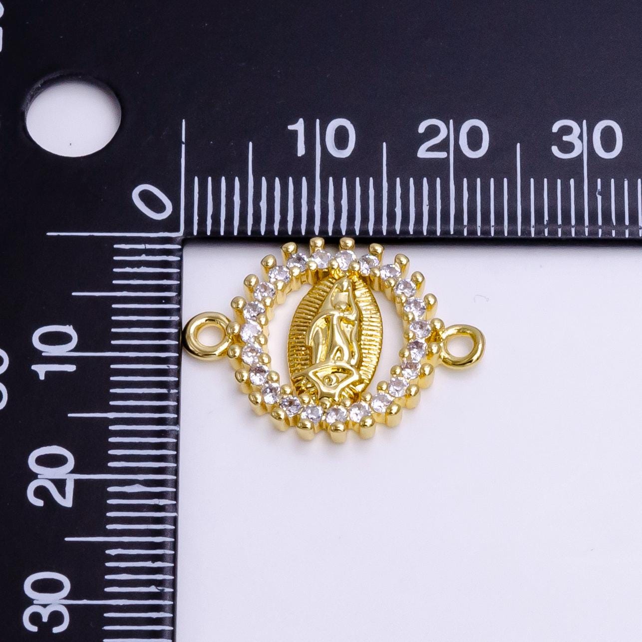 Dainty Round Virgin Mary Lady Guadalupe Charm Connector for Bracelet G156
