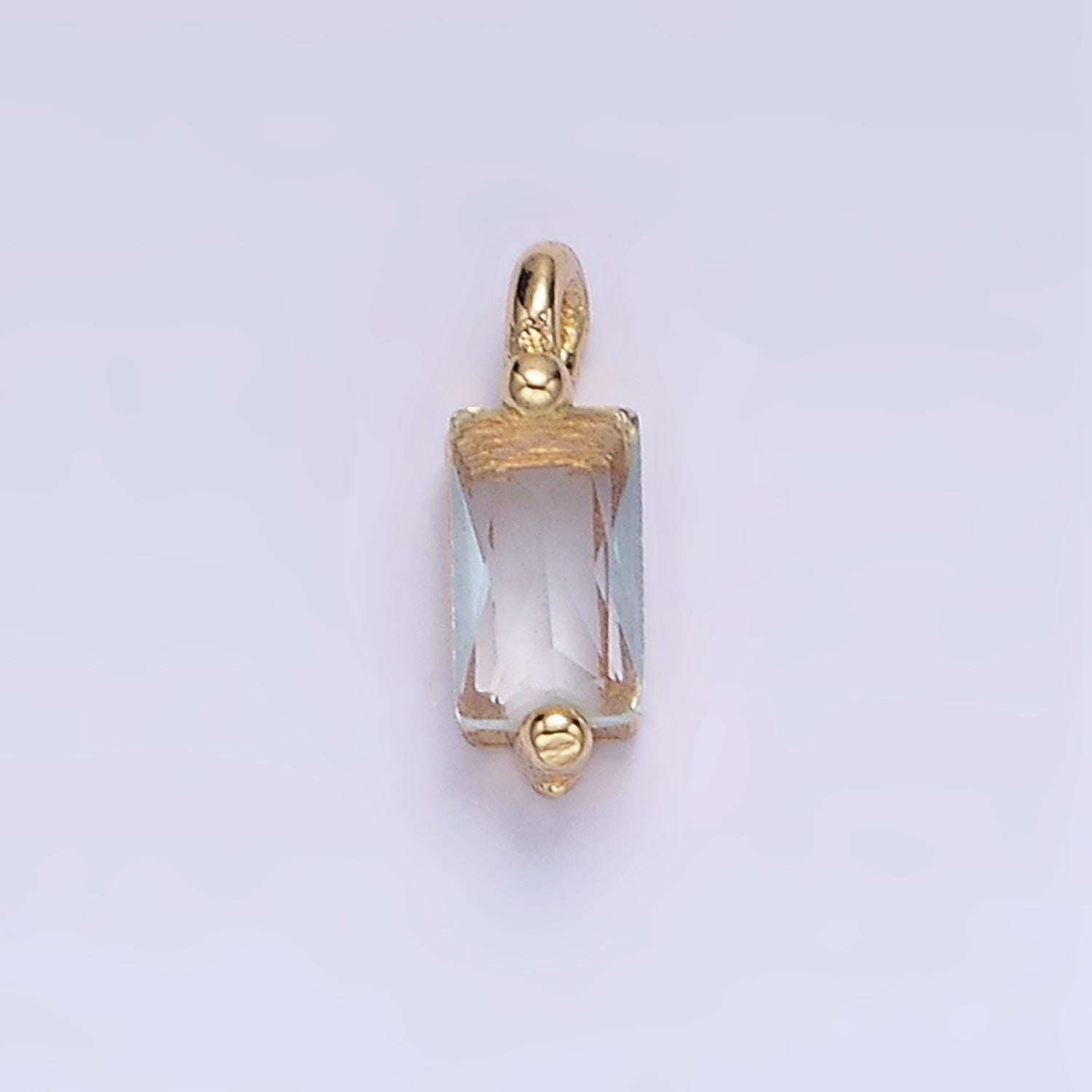 24K Gold Filled Clear Baguette CZ Bezel Add-On Charm | W145