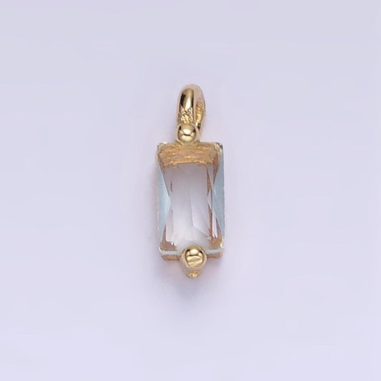 24K Gold Filled Clear Baguette CZ Bezel Add-On Charm | W145