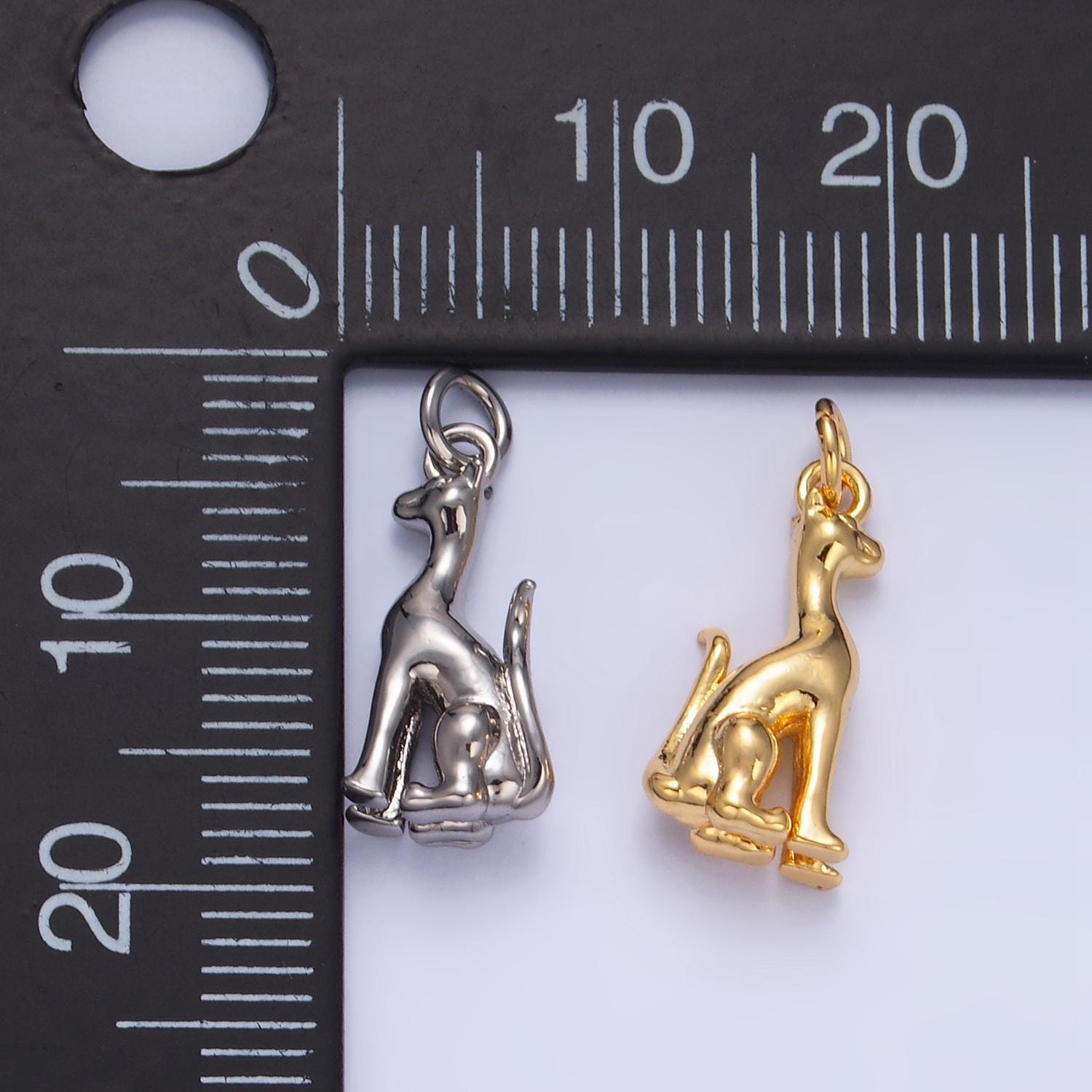 Mini Gold Guard Dog Charm Silver Security Doggie Pendant W207