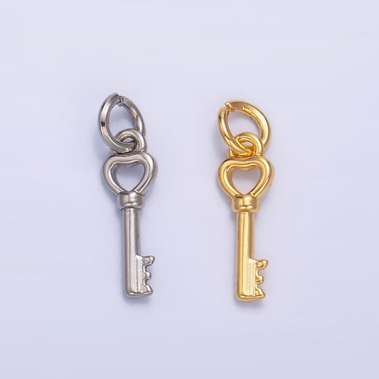 Mini Heart Lock 24K Gold Filled Key Lock Charm in Gold & Silver | W208