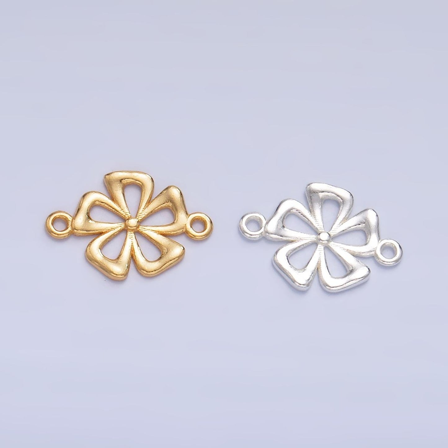 Mini S925 Sterling Silver Flower Charm Connector Minimalist Gold Vermeil Hibiscus Link Connector | SL-520