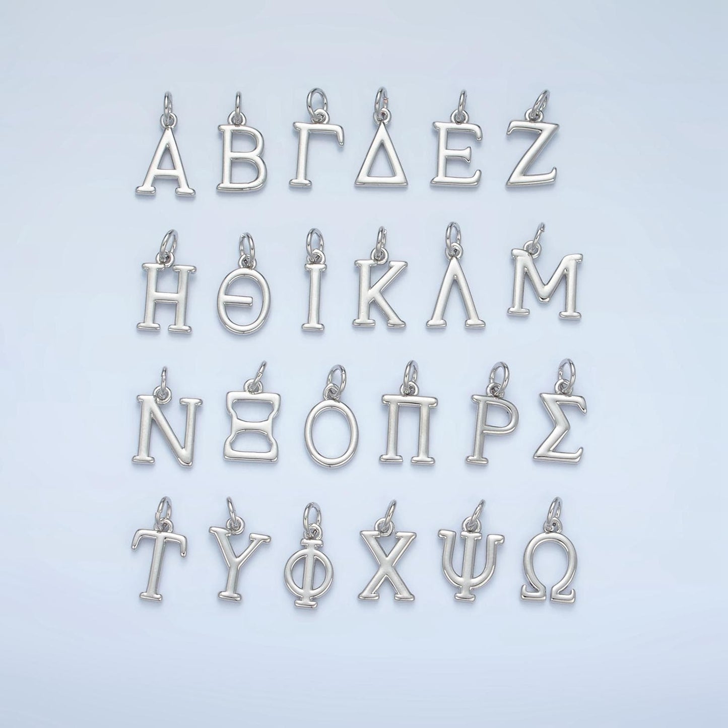 Dainty Silver Greek Alphabet Personalized Charm for sorority Club Bracelet Necklace Component | A1283