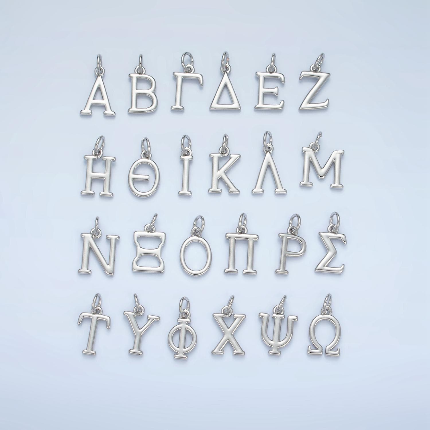 Dainty Silver Greek Alphabet Personalized Charm for sorority Club Bracelet Necklace Component | A1283