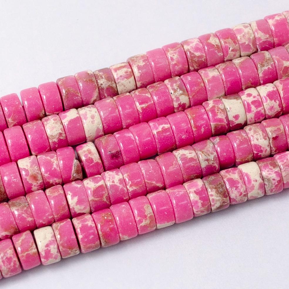 Gemstone Pink Natural Sea Sediment Jasper Heishi Gemstone Heishi Discs Beads 4.5 x 2.5 mm Beads for bracelet Necklace Component WA2687