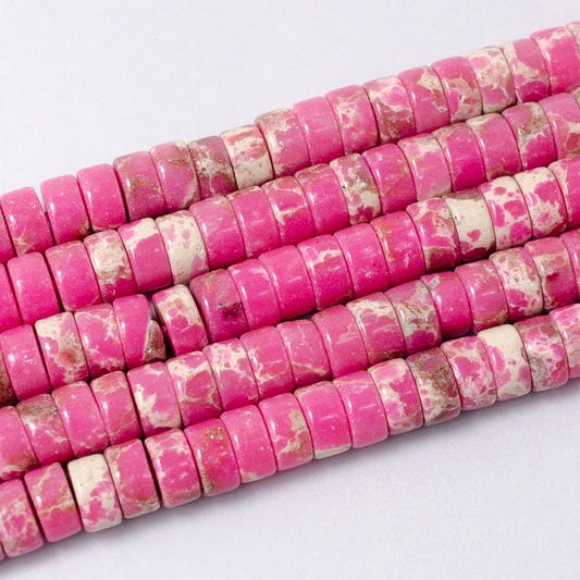 Gemstone Pink Natural Sea Sediment Jasper Heishi Gemstone Heishi Discs Beads 4.5 x 2.5 mm Beads for bracelet Necklace Component WA2687