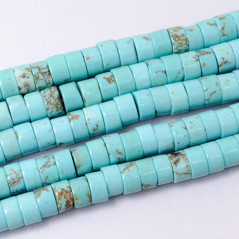 Gemstone Sky Blue Turquoise Gemstone Heishi Discs Beads 4.5 x 2.5 mm Beads for bracelet Necklace Component WA2689