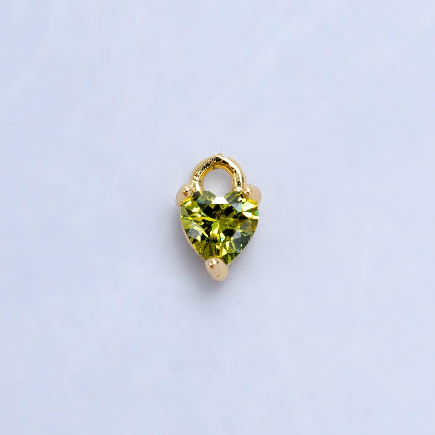 Mini Green Red Pink Yellow Clear Tiny heart Charm 14k gold Filled cz Heart zirconia for Bracelet Necklace Earring Component W204