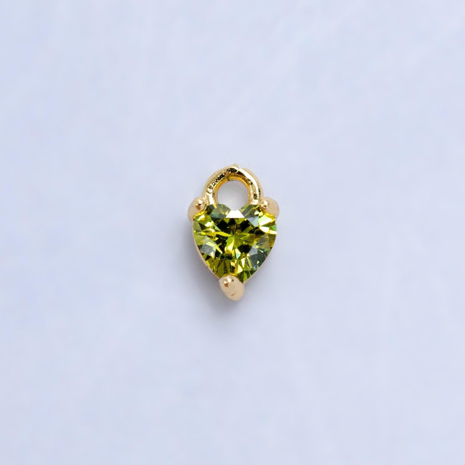 Mini Green Red Pink Yellow Clear Tiny heart Charm 14k gold Filled cz Heart zirconia for Bracelet Necklace Earring Component W204