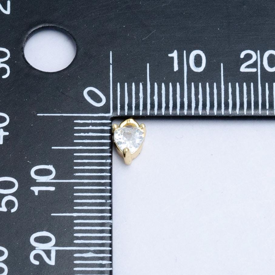 Mini Green Red Pink Yellow Clear Tiny heart Charm 14k gold Filled cz Heart zirconia for Bracelet Necklace Earring Component W204