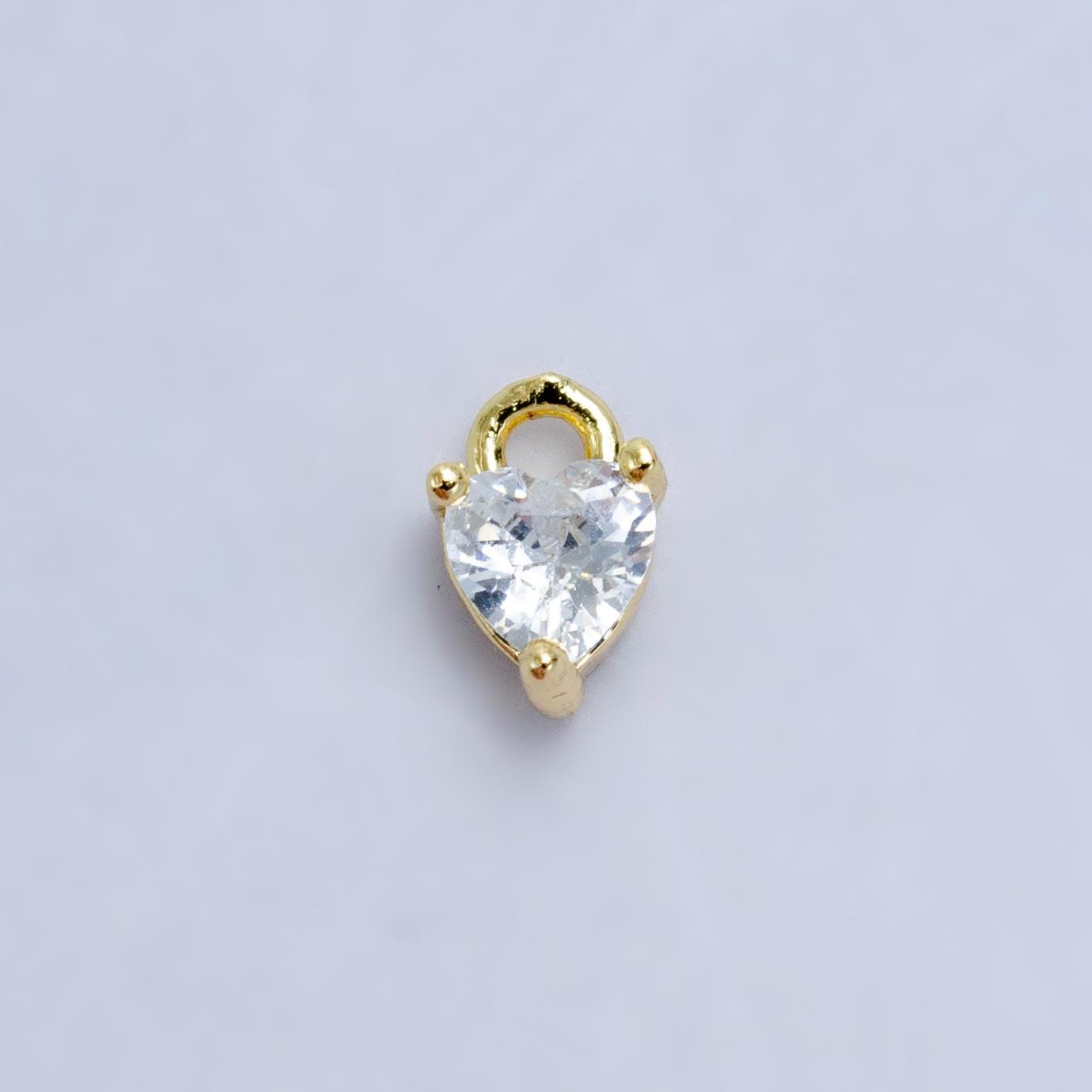 Mini Green Red Pink Yellow Clear Tiny heart Charm 14k gold Filled cz Heart zirconia for Bracelet Necklace Earring Component W204