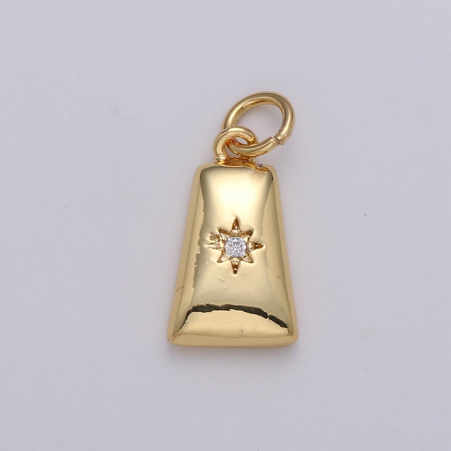 Trapezoid CZ Paved North Star 24K Gold Filled Celestial Charm in Gold & Silver | D-427