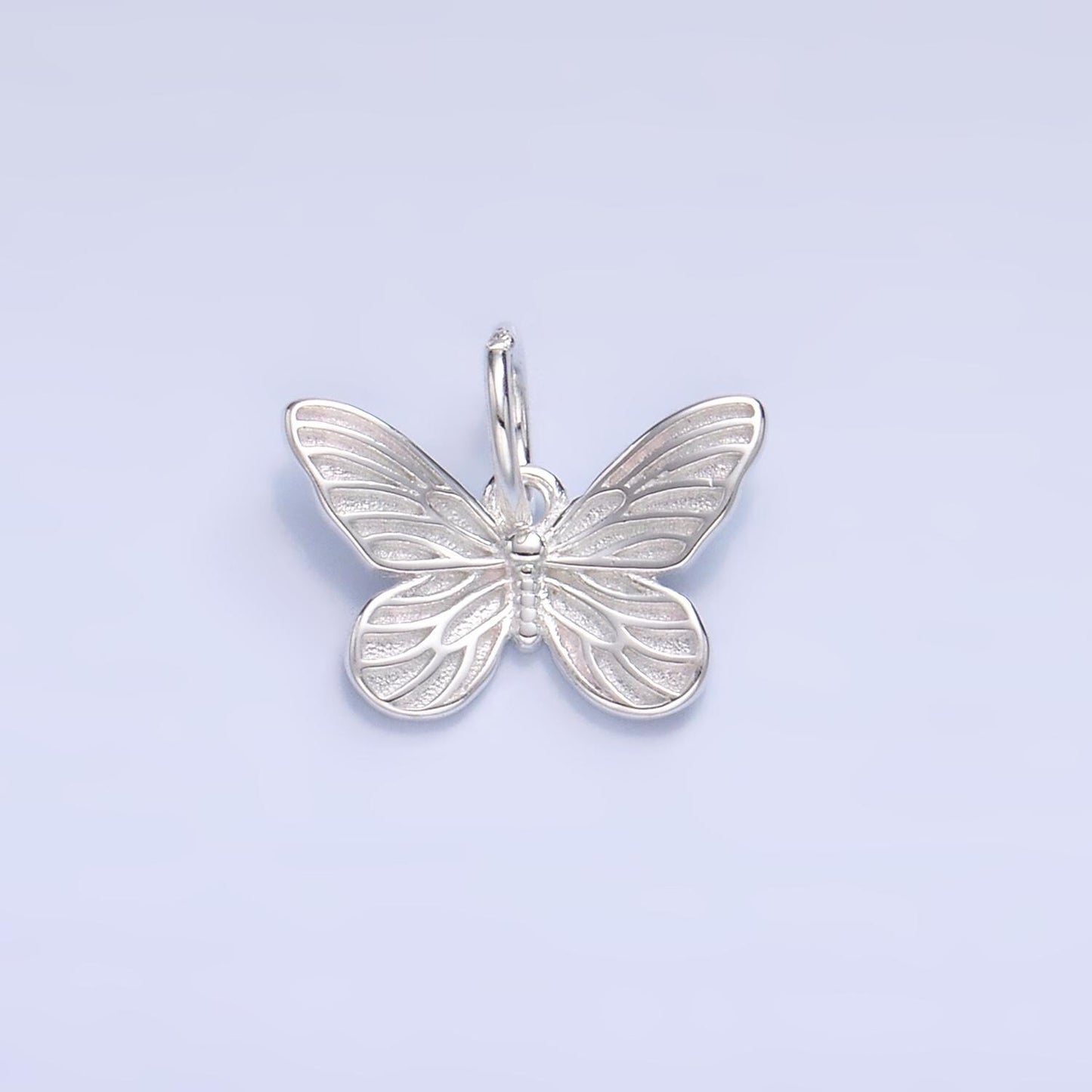 Sterling Silver S925 Monarch Charm Pink Enamel Butterfly Charm Mariposa Silver Butterfly Wings Charm | SL-516