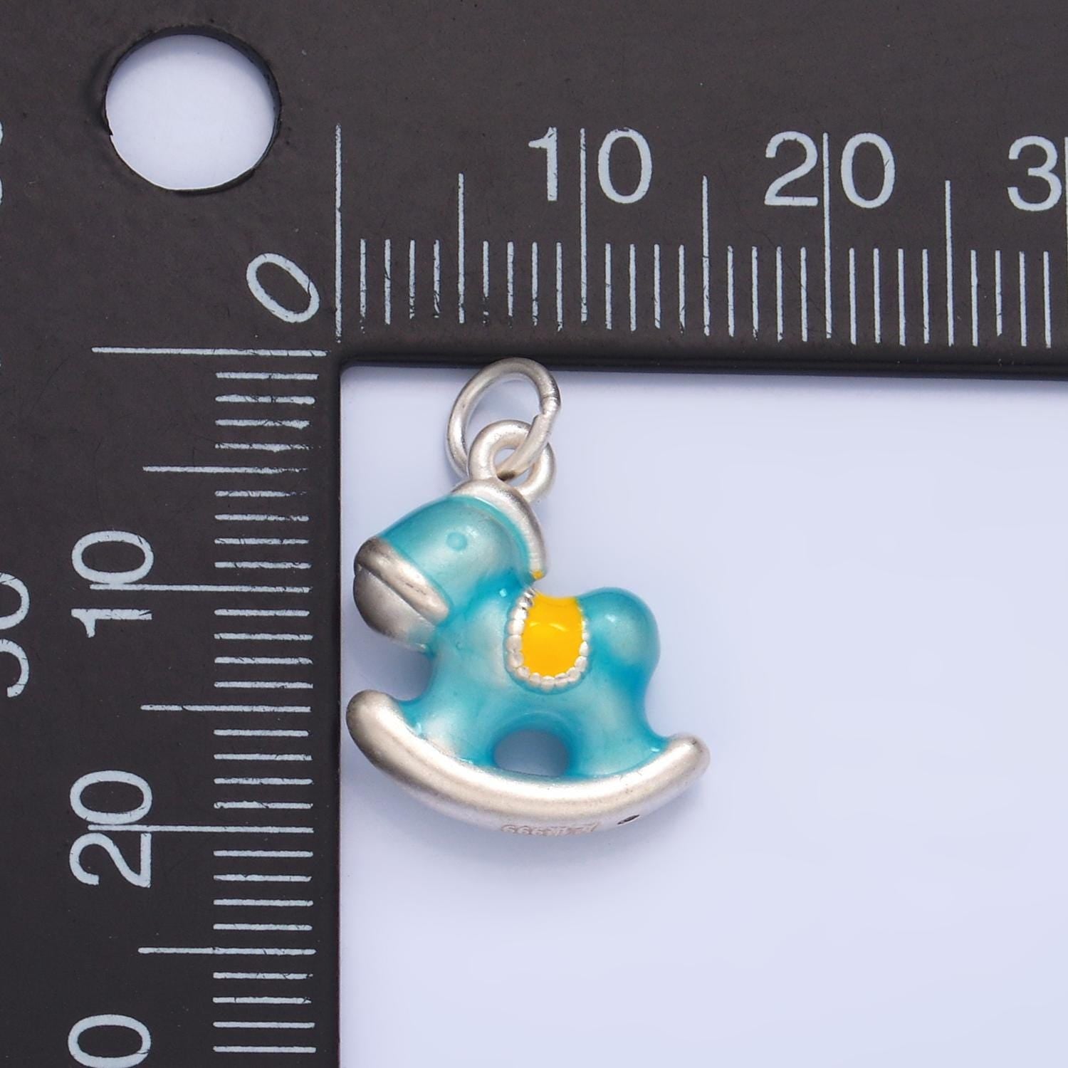 S925 Sterling Silver Pony Rocking Chair Charm Blue Horse Little Pony Charm for Kids Jewelry Baby Boy Charm Inspired SL509