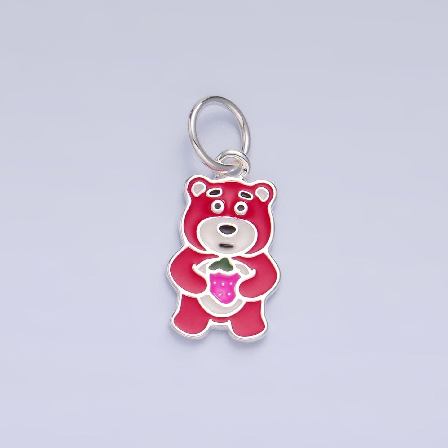 S925 Sterling Silver Teddy Bear Charm Pink Bear Charm for Kids Jewelry SL518