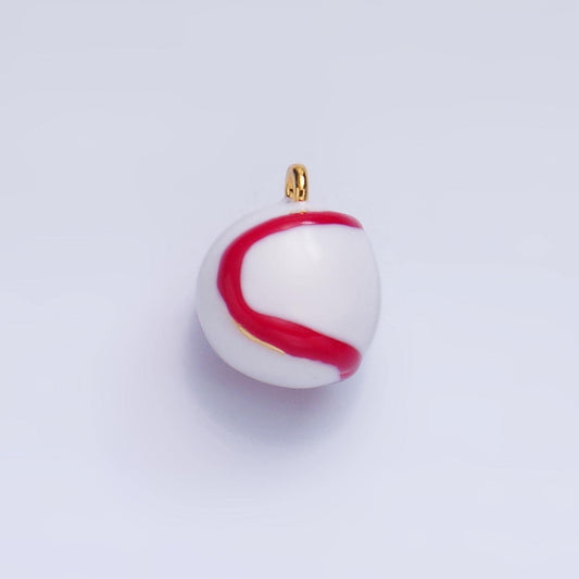 Round Beads Enamel Baseball Red Lacing Charm Sport Ball Pendant Game Day Team Bracelet Necklace Charm Inspired | W126