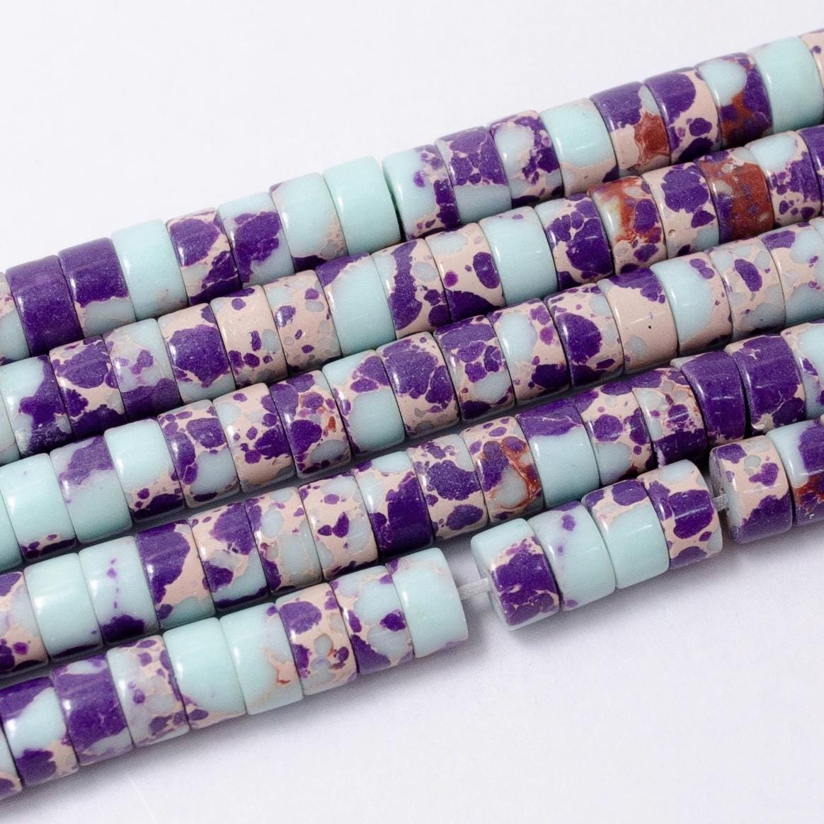 Gemstone Blue Purple Natural Sea Sediment Jasper Heishi Gemstone Heishi Discs Beads 4.5 x 2.5 mm Bead for bracelet Necklace Component WA2687