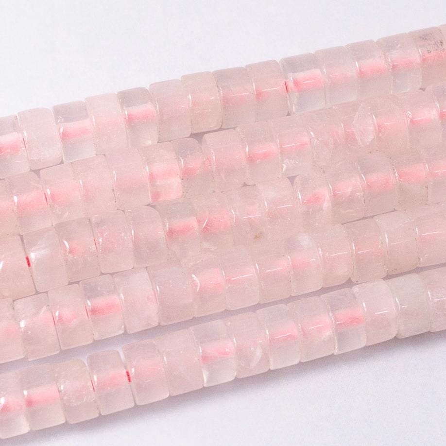 Gemstone Pink Rose Quartz Heishi Discs Beads 4.5 x 2.5 mm Beads for bracelet Necklace Component WA2695
