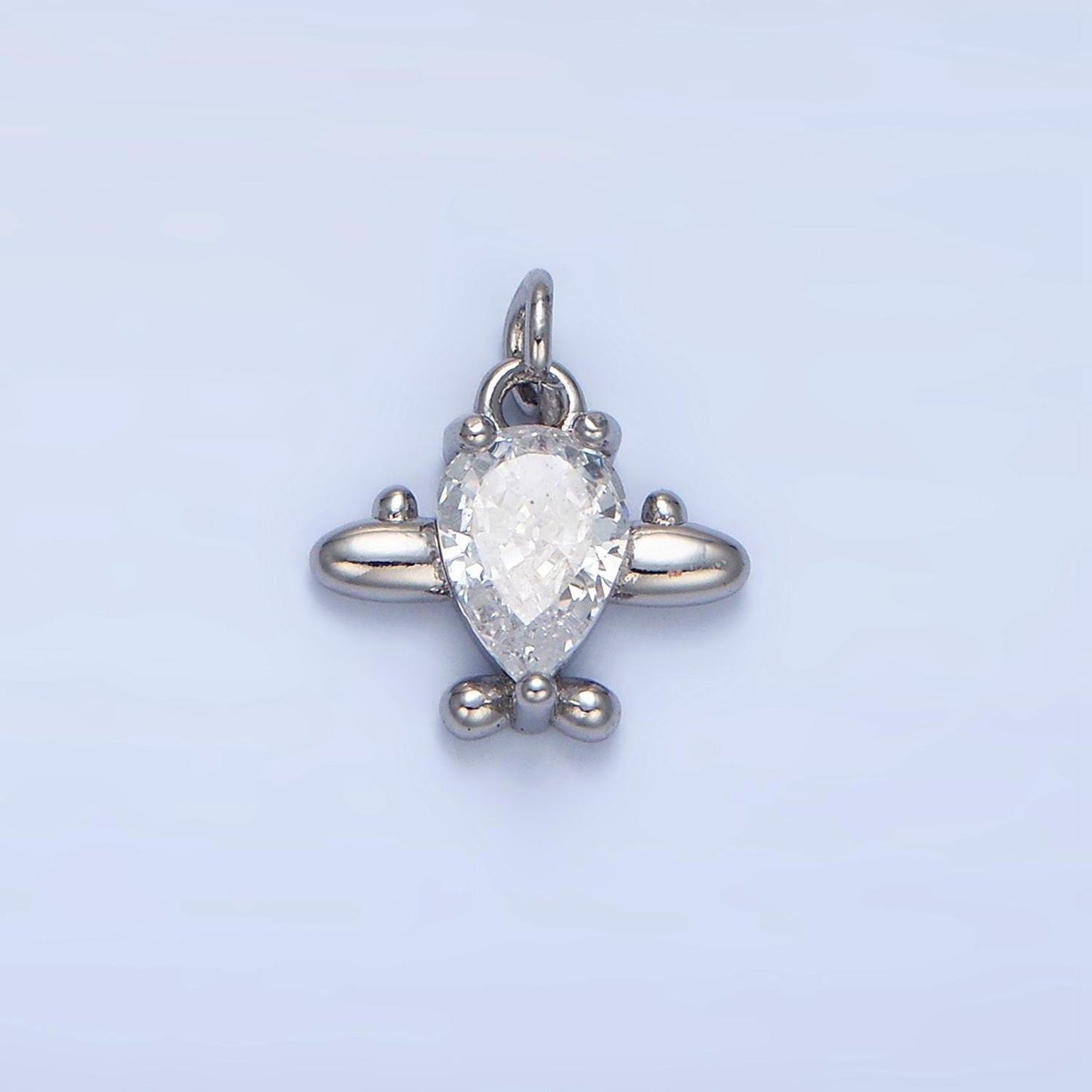 CZ Clear, Red Airplane Travel 24K Gold Filled Charm | X-929 X-930