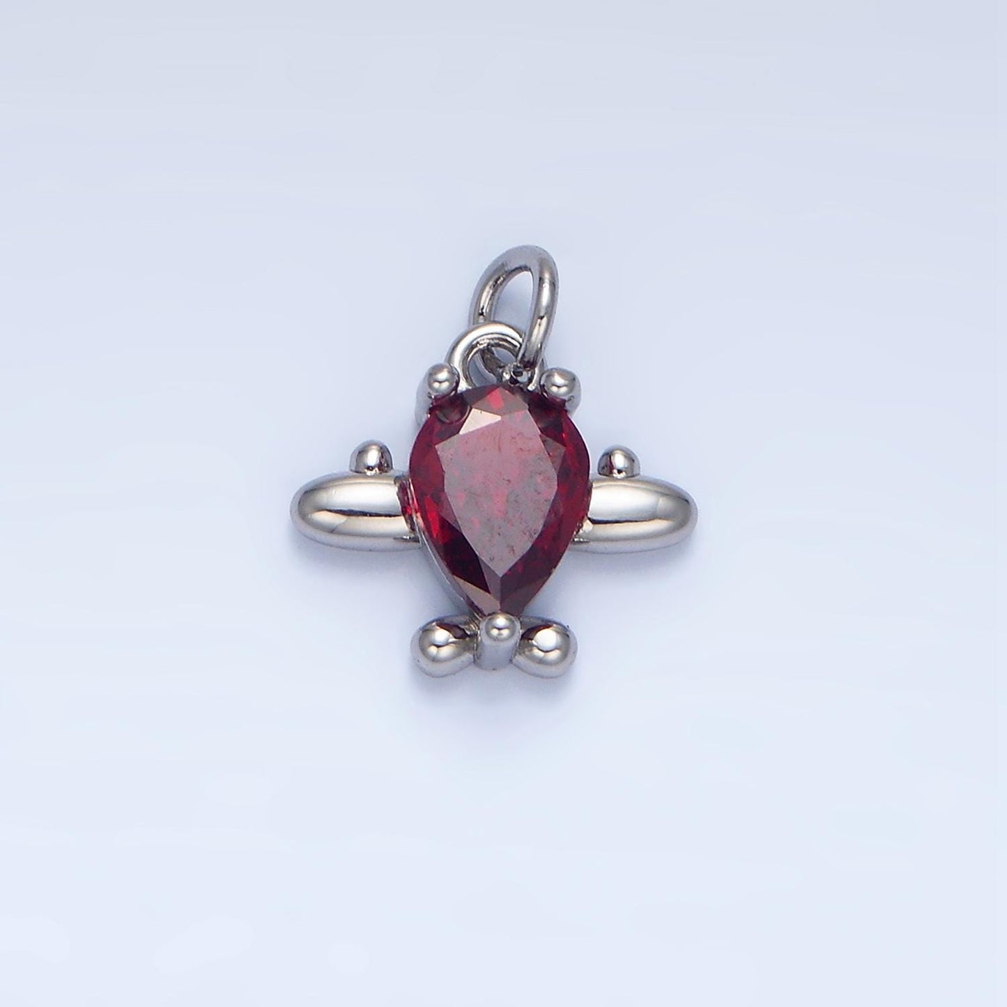 CZ Clear, Red Airplane Travel 24K Gold Filled Charm | X-929 X-930