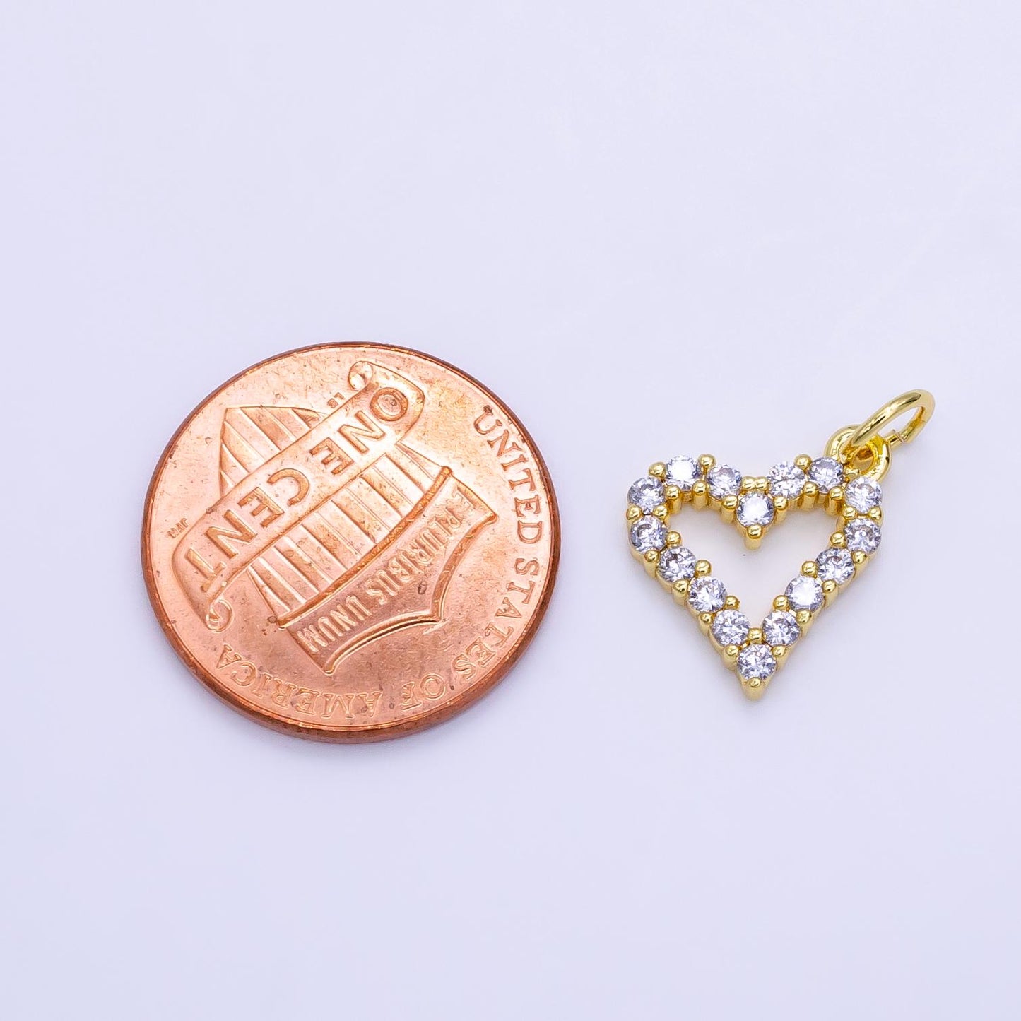 1pc 24k Gold Micro Pave CZ Heart Pendant Charm Open Heart Micro Pave CZ Pendant Charm, For DIY Jewelry D163