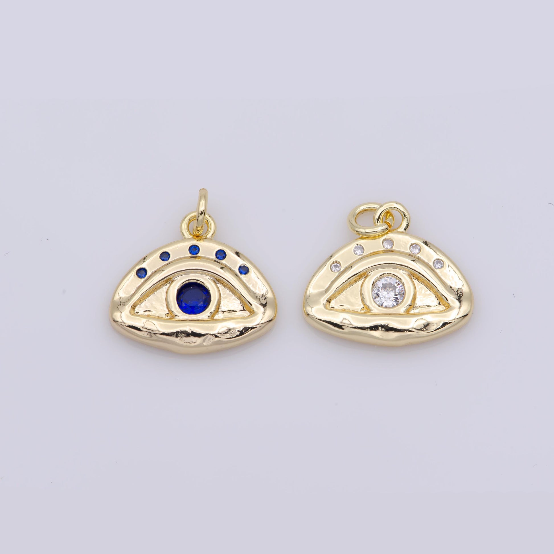 1pc Gold Micro Pave CZ Round Evil Eye Pendant Charm, Evil Eye in Golden CZ Pendant Charm, For DIY Jewelry M136