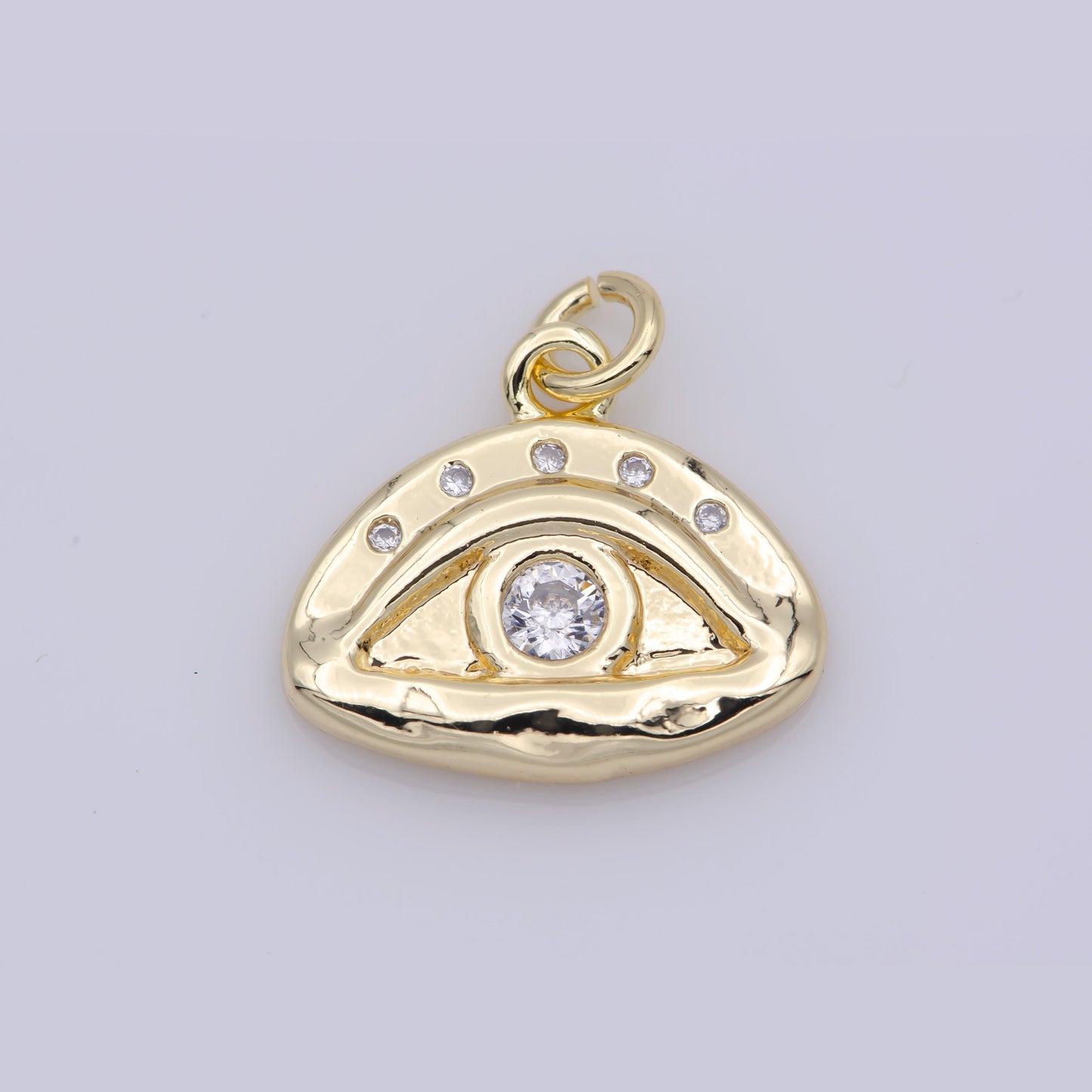 1pc Gold Micro Pave CZ Round Evil Eye Pendant Charm, Evil Eye in Golden CZ Pendant Charm, For DIY Jewelry M136