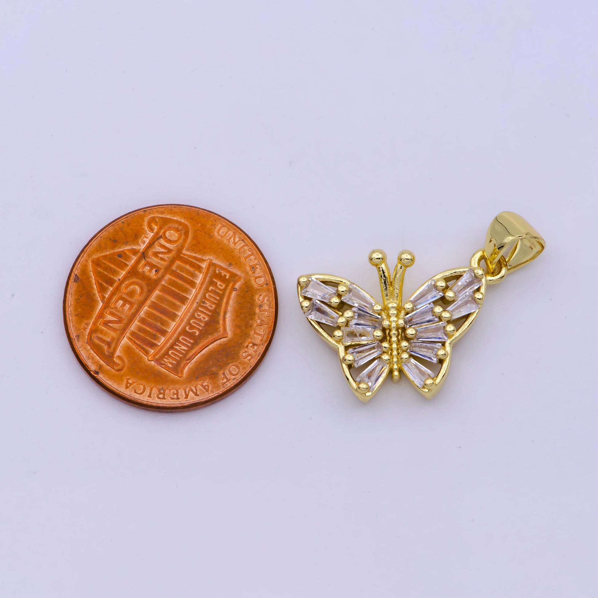 Mini cz butterfly Charm Pendant Polished Gold-Filled Monarch Charm for Earring Bracelet Necklace Component -I299