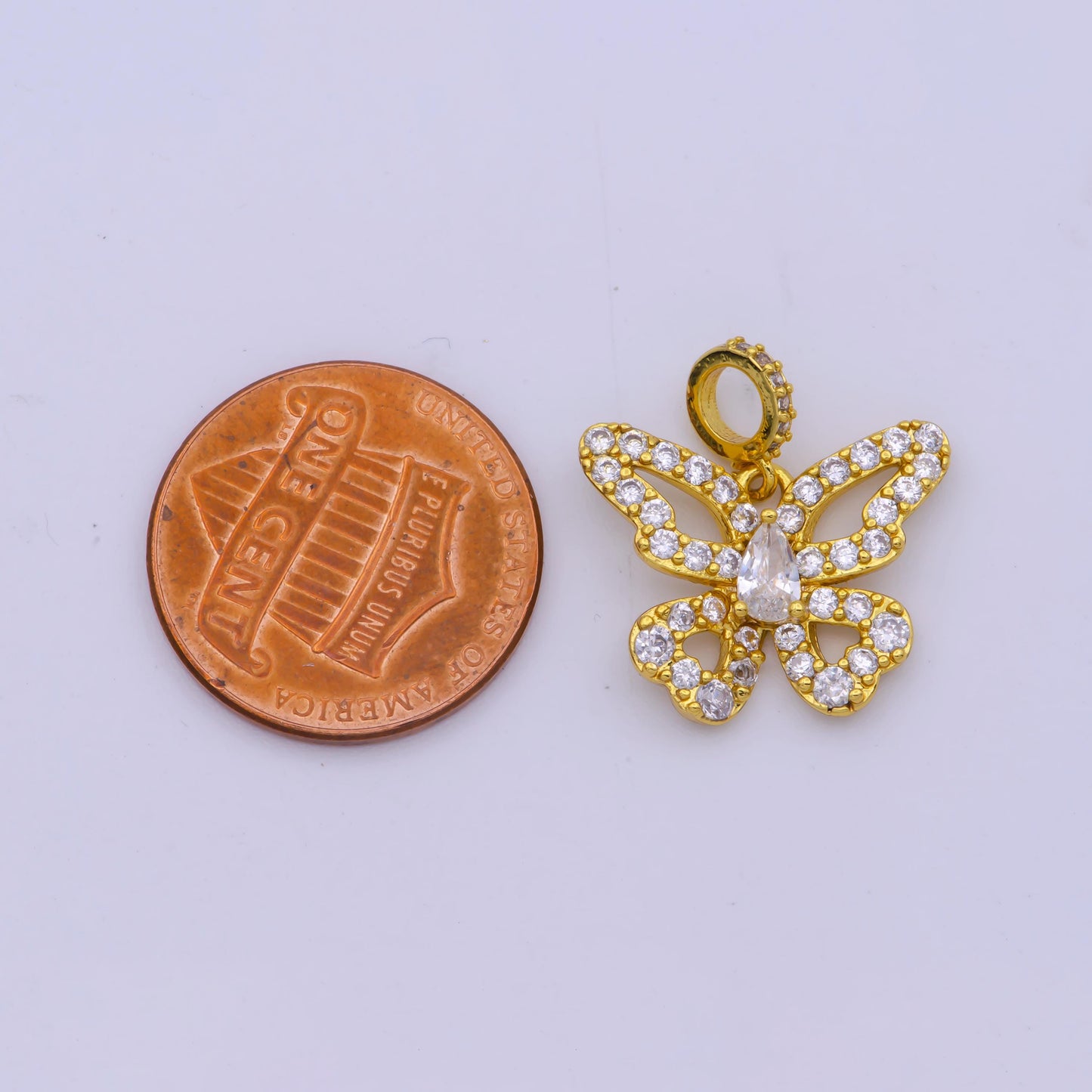 1pc 24k Gold Micro Pave butterfly Charm, Cubic Zirconia Mariposa Pendant Charm, For DIY Jewelry I330