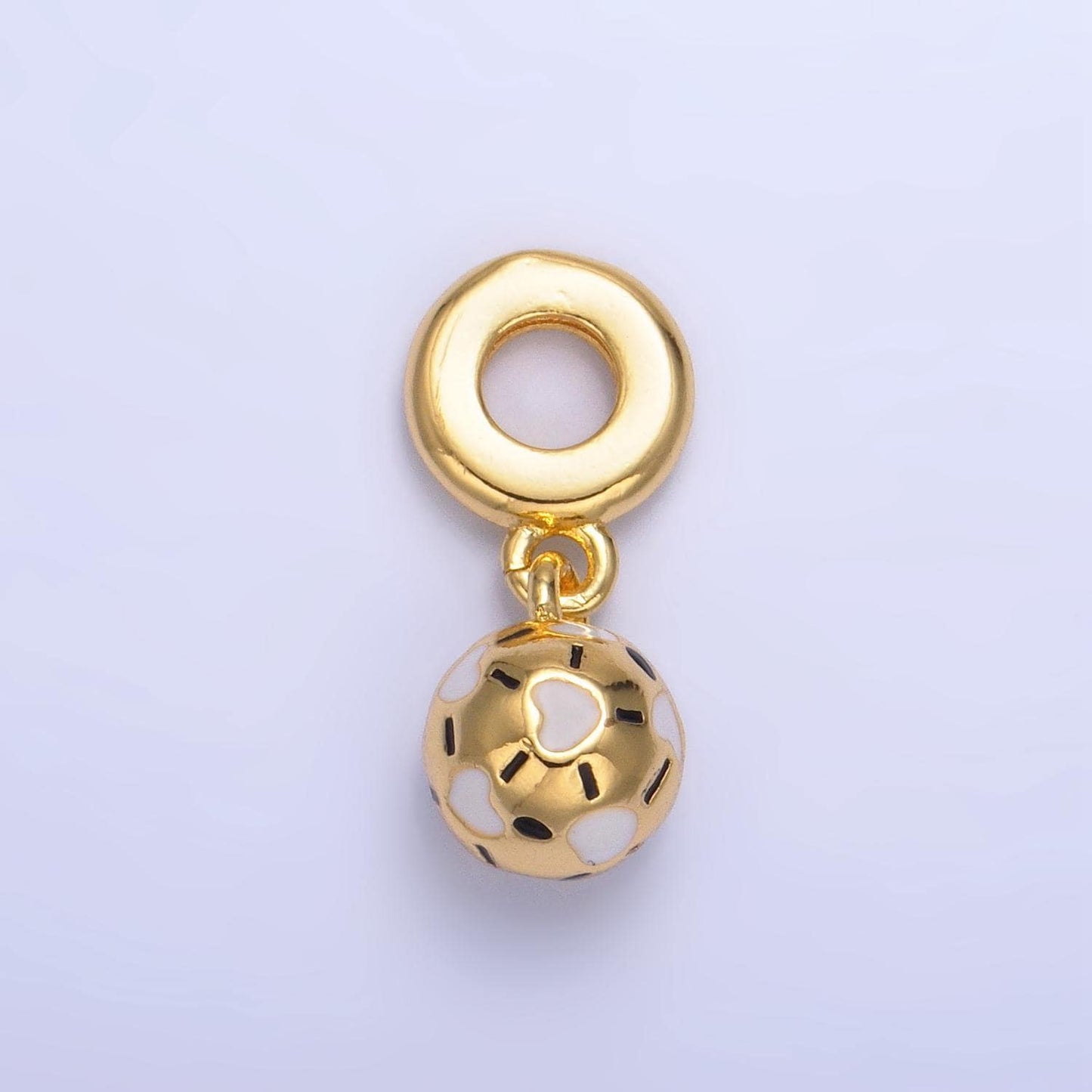 24K Gold Filled Golden Ball Charm Sport Theme Rondelle Bail for Soccer Drop Pendant Bracelet | W-002