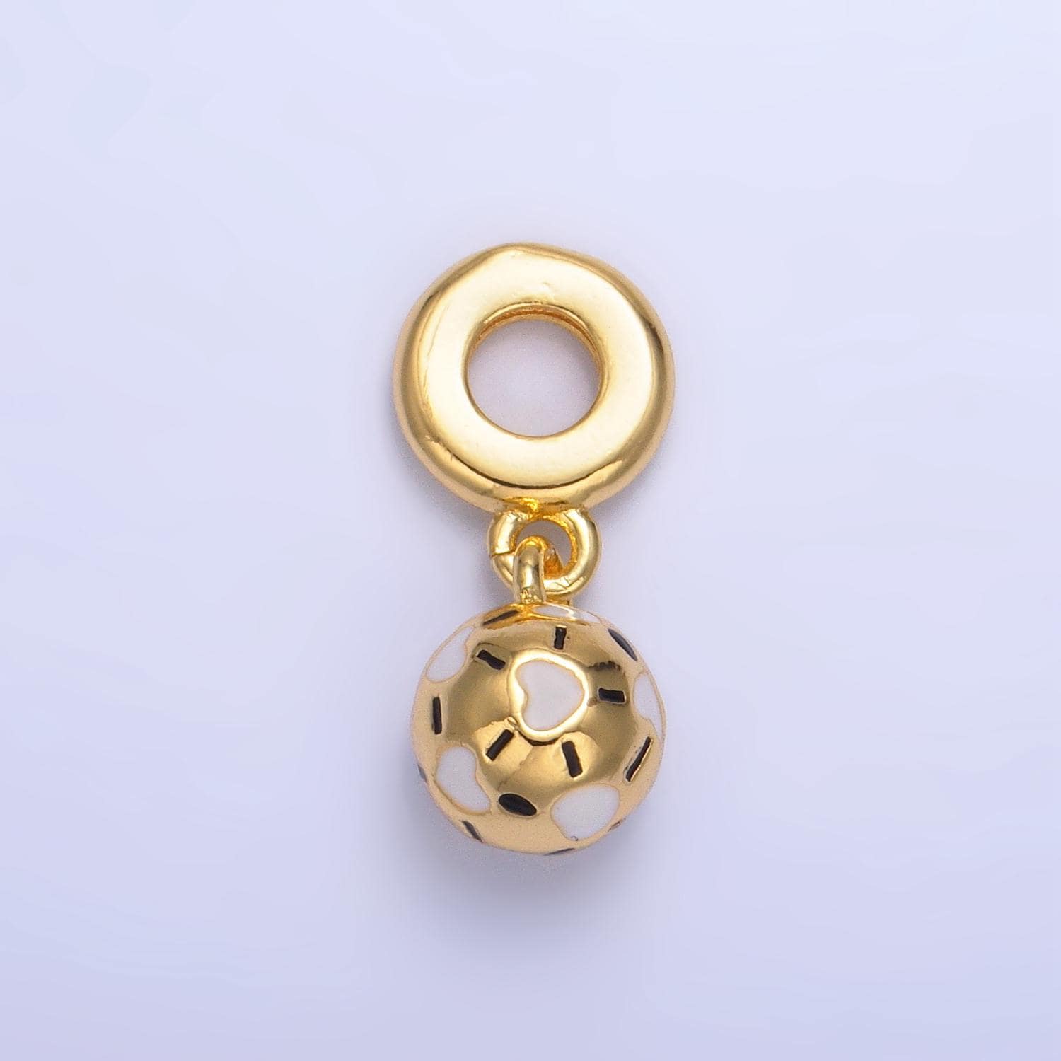 24K Gold Filled Golden Ball Charm Sport Theme Rondelle Bail for Soccer Drop Pendant Bracelet | W-002