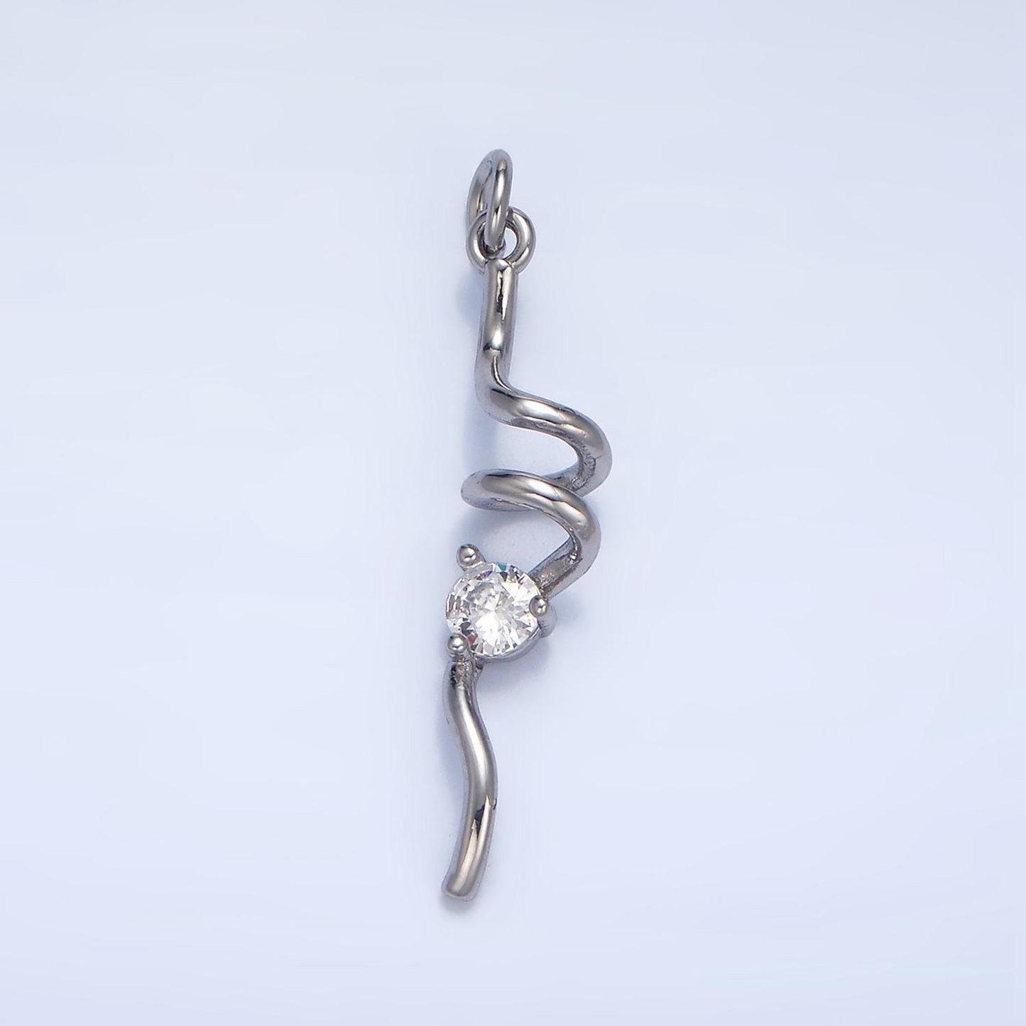 CZ Minimalist Geometric Spiral Twirl 24K Gold Filled Charm in Gold & Silver | W-023