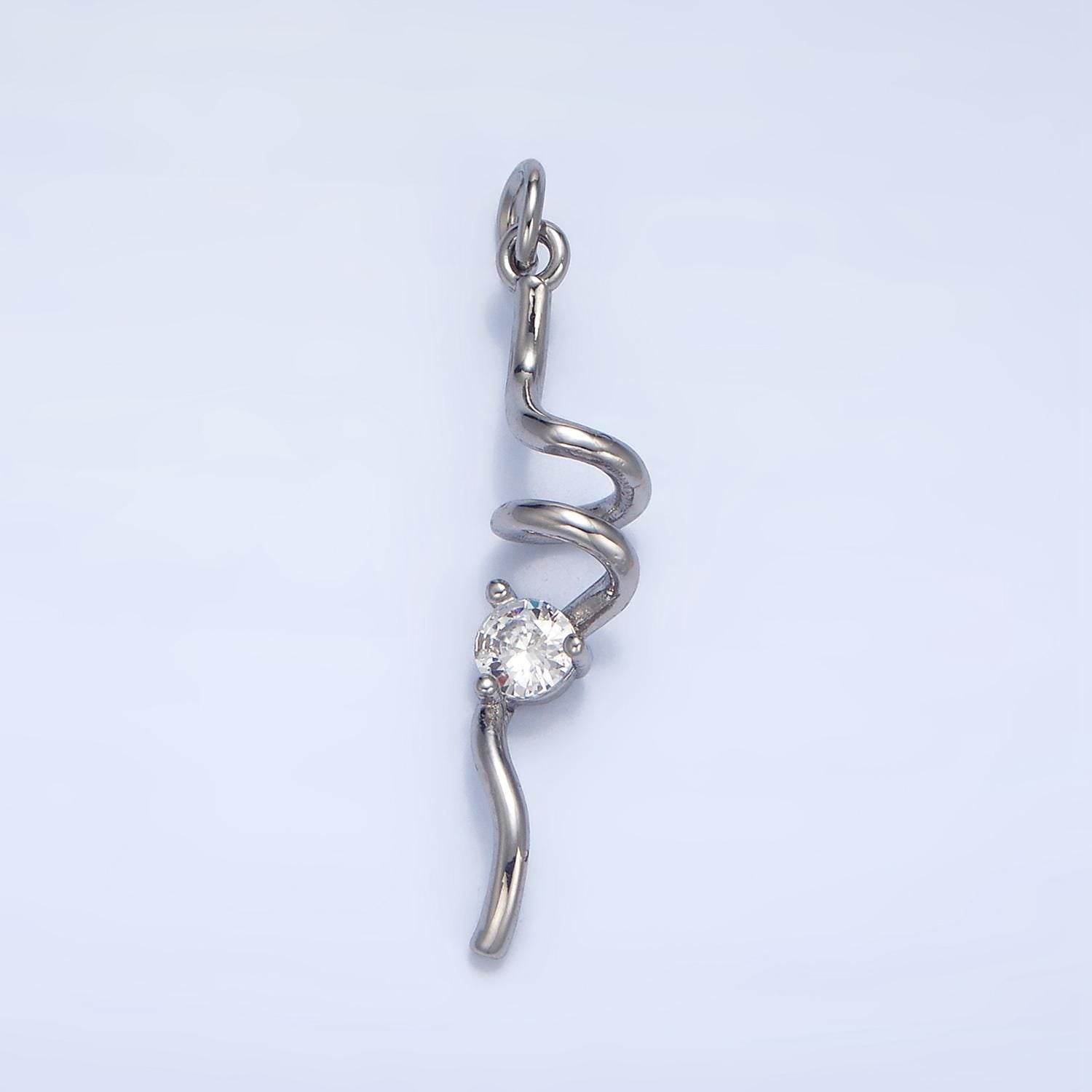 CZ Minimalist Geometric Spiral Twirl 24K Gold Filled Charm in Gold & Silver | W-023