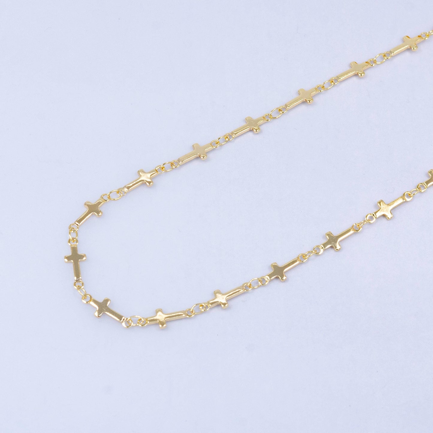 Dainty Gold Sideway Cross Link Chain by Yard 4.9 X 1.1mm links | ROLL-1536